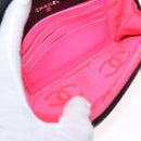 CHANEL Cambon Line Wallet Lamb Skin Black Silver CC Auth bs31589-17