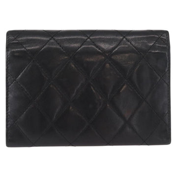 CHANEL Cambon Line Wallet Lamb Skin Black Silver CC Auth bs31589 - 0