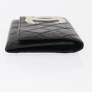 CHANEL Cambon Line Wallet Lamb Skin Black Silver CC Auth bs31589-3