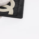 CHANEL Cambon Line Wallet Lamb Skin Black Silver CC Auth bs31589-7