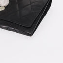 CHANEL Cambon Line Wallet Lamb Skin Black Silver CC Auth bs31589-14