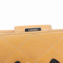 CHANEL Cambon Line Wallet Lamb Skin Beige Silver CC Auth bs31591-12