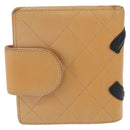 CHANEL Cambon Line Wallet Lamb Skin Beige Silver CC Auth bs31591-3