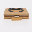 CHANEL Cambon Line Wallet Lamb Skin Beige Silver CC Auth bs31591-4