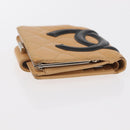 CHANEL Cambon Line Wallet Lamb Skin Beige Silver CC Auth bs31591-6
