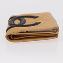 CHANEL Cambon Line Wallet Lamb Skin Beige Silver CC Auth bs31591-7