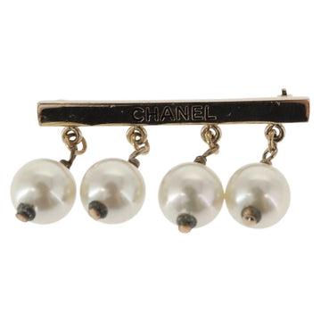 CHANEL Pearl Brooch metal Gold Tone CC Auth bs31592 - 0