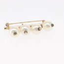 CHANEL Pearl Brooch metal Gold Tone CC Auth bs31592-4