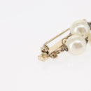 CHANEL Pearl Brooch metal Gold Tone CC Auth bs31592-6