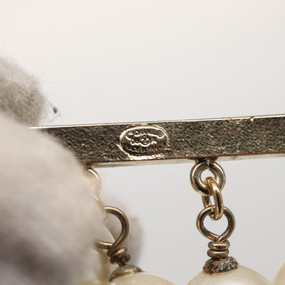 CHANEL Pearl Brooch metal Gold Tone CC Auth bs31592