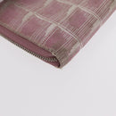 CHANEL New Travel Line Zip Around Long Wallet Nylon Pink Silver CC Auth bs31593-16