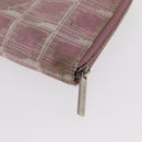 CHANEL New Travel Line Zip Around Long Wallet Nylon Pink Silver CC Auth bs31593-17