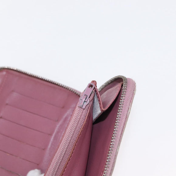 CHANEL New Travel Line Zip Around Long Wallet Nylon Pink Silver CC Auth bs31593