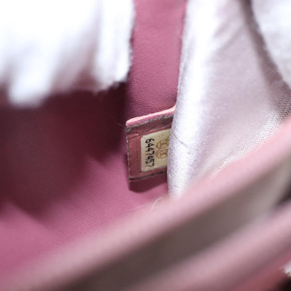 CHANEL New Travel Line Zip Around Long Wallet Nylon Pink Silver CC Auth bs31593