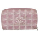 CHANEL New Travel Line Zip Around Long Wallet Nylon Pink Silver CC Auth bs31593-2