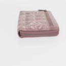 CHANEL New Travel Line Zip Around Long Wallet Nylon Pink Silver CC Auth bs31593-3