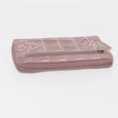 CHANEL New Travel Line Zip Around Long Wallet Nylon Pink Silver CC Auth bs31593-5