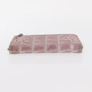 CHANEL New Travel Line Zip Around Long Wallet Nylon Pink Silver CC Auth bs31593-6