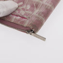 CHANEL New Travel Line Zip Around Long Wallet Nylon Pink Silver CC Auth bs31593-14