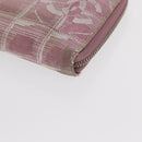 CHANEL New Travel Line Zip Around Long Wallet Nylon Pink Silver CC Auth bs31593-15