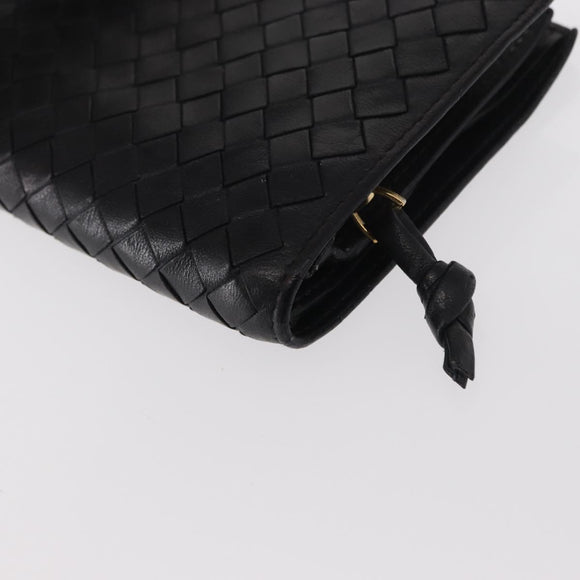 BOTTEGA VENETA INTRECCIATO Long Wallet Leather Black Auth bs31595
