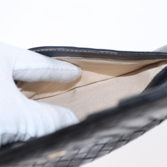 BOTTEGA VENETA INTRECCIATO Long Wallet Leather Black Auth bs31595