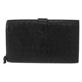 BOTTEGA VENETA INTRECCIATO Long Wallet Leather Black Auth bs31595 - 0