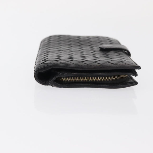 BOTTEGA VENETA INTRECCIATO Long Wallet Leather Black Auth bs31595