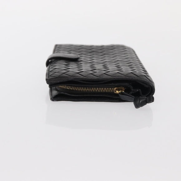 BOTTEGA VENETA INTRECCIATO Long Wallet Leather Black Auth bs31595