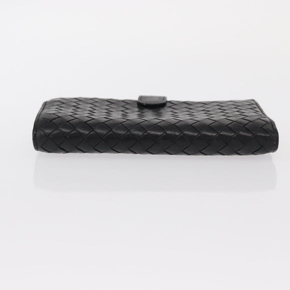 BOTTEGA VENETA INTRECCIATO Long Wallet Leather Black Auth bs31595