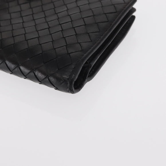 BOTTEGA VENETA INTRECCIATO Long Wallet Leather Black Auth bs31595