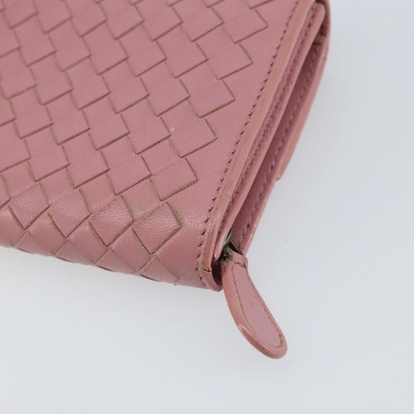BOTTEGA VENETA INTRECCIATO Long Wallet Leather Pink Auth bs31596