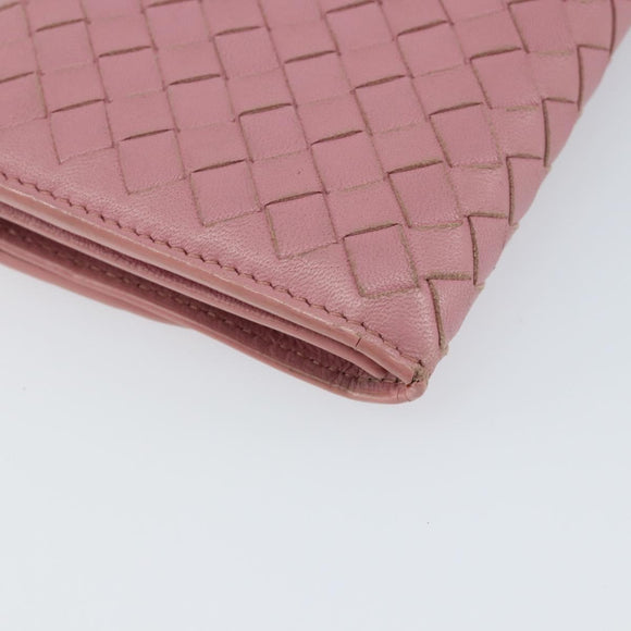 BOTTEGA VENETA INTRECCIATO Long Wallet Leather Pink Auth bs31596
