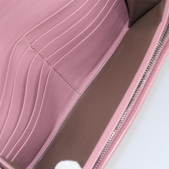 BOTTEGA VENETA INTRECCIATO Long Wallet Leather Pink Auth bs31596