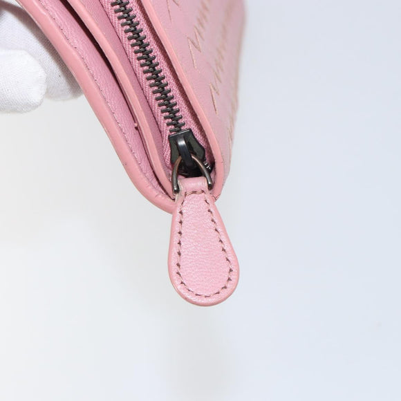 BOTTEGA VENETA INTRECCIATO Long Wallet Leather Pink Auth bs31596