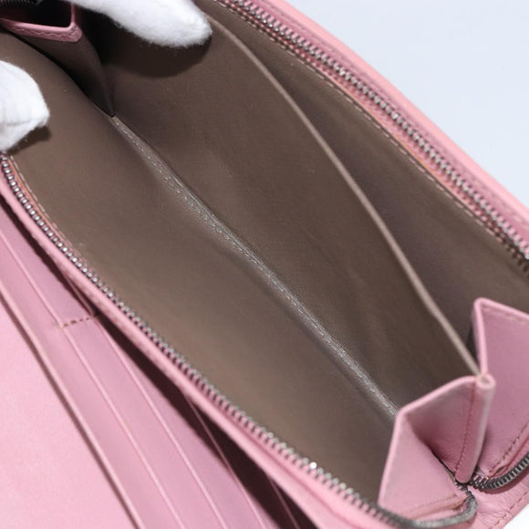 BOTTEGA VENETA INTRECCIATO Long Wallet Leather Pink Auth bs31596