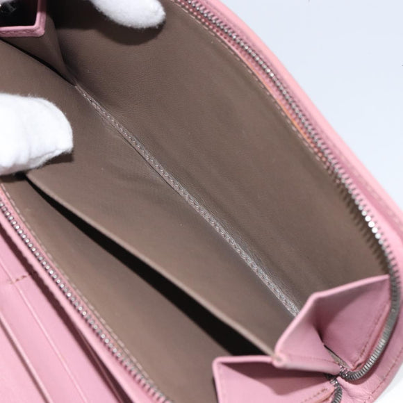 BOTTEGA VENETA INTRECCIATO Long Wallet Leather Pink Auth bs31596