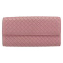 BOTTEGA VENETA INTRECCIATO Long Wallet Leather Pink Auth bs31596-13