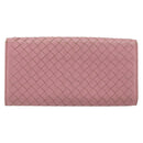 BOTTEGA VENETA INTRECCIATO Long Wallet Leather Pink Auth bs31596-2
