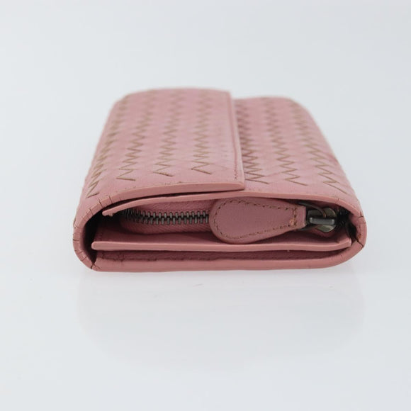 BOTTEGA VENETA INTRECCIATO Long Wallet Leather Pink Auth bs31596