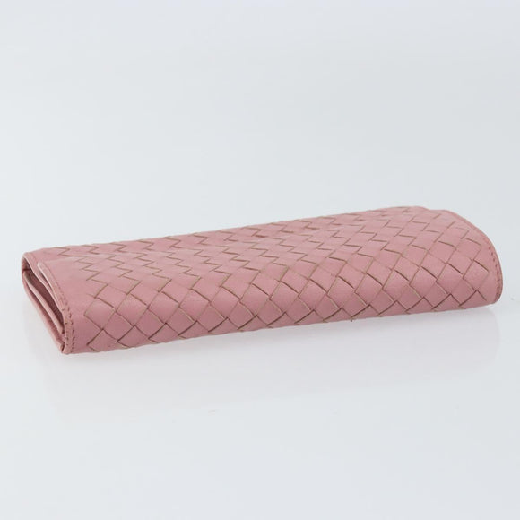 BOTTEGA VENETA INTRECCIATO Long Wallet Leather Pink Auth bs31596