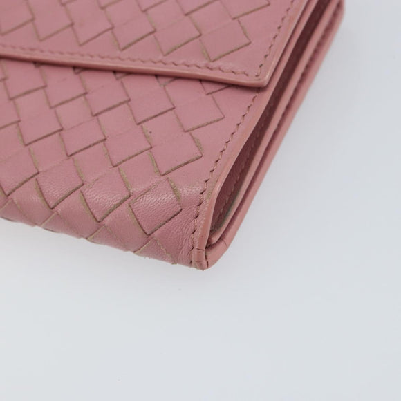 BOTTEGA VENETA INTRECCIATO Long Wallet Leather Pink Auth bs31596