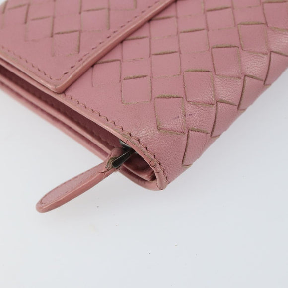 BOTTEGA VENETA INTRECCIATO Long Wallet Leather Pink Auth bs31596