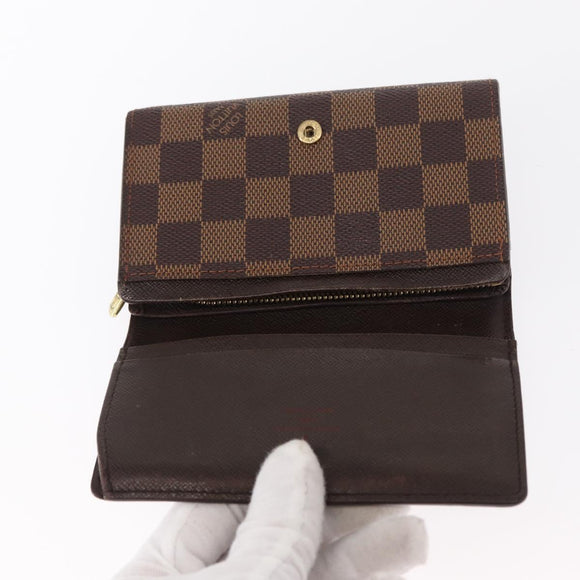 LOUIS VUITTON Damier Ebene Portefeuille Tresol Bifold Wallet N61736 Auth bs31598