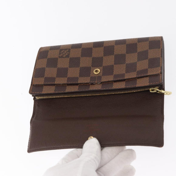 LOUIS VUITTON Damier Ebene Portefeuille Sarah Long Wallet N60491 LV Auth bs31599