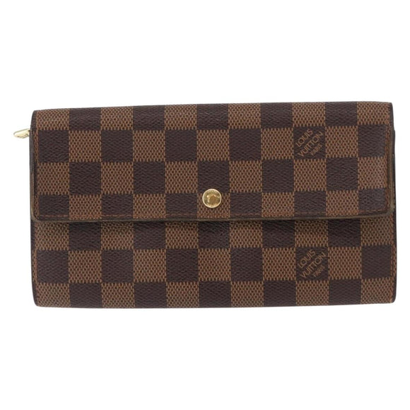 LOUIS VUITTON Damier Ebene Portefeuille Sarah Long Wallet N60491 LV Auth bs31599