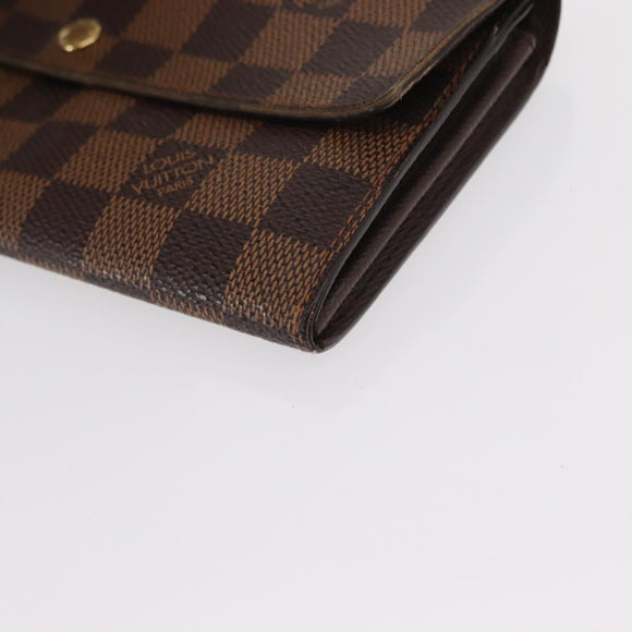 LOUIS VUITTON Damier Ebene Portefeuille Sarah Long Wallet N60491 LV Auth bs31599