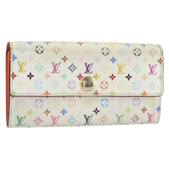 LOUIS VUITTON Multicolor Portefeuille Sarah Wallet White M93532 LV Auth bs31603