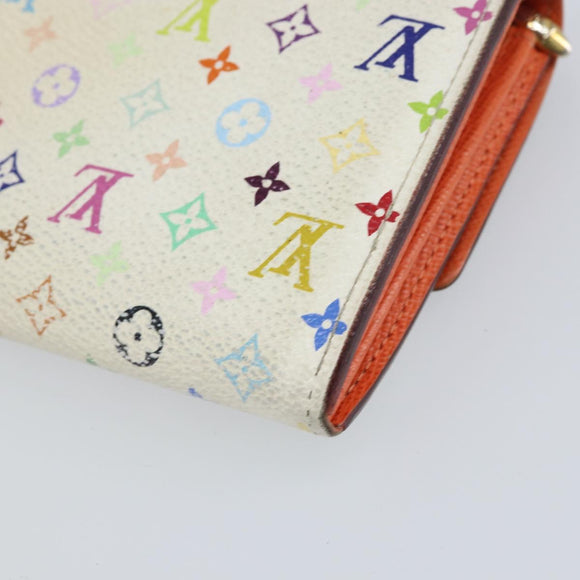 LOUIS VUITTON Multicolor Portefeuille Sarah Wallet White M93532 LV Auth bs31603