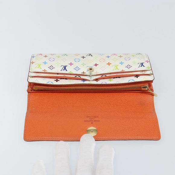 LOUIS VUITTON Multicolor Portefeuille Sarah Wallet White M93532 LV Auth bs31603